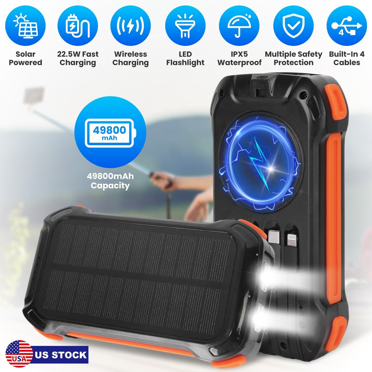49,800mAh Solar Power Bank — 22.5W