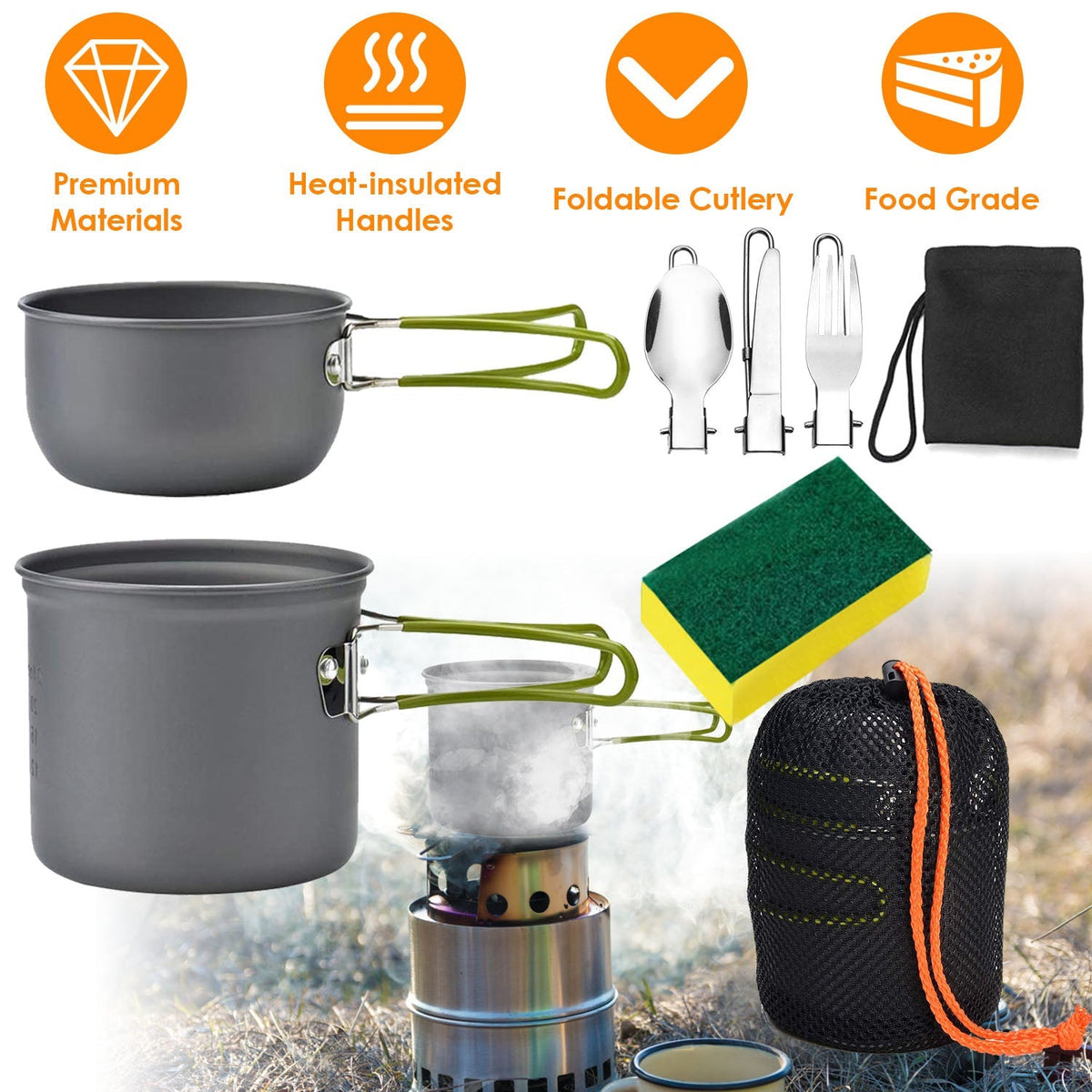 8-Piece Camping Cookware Set