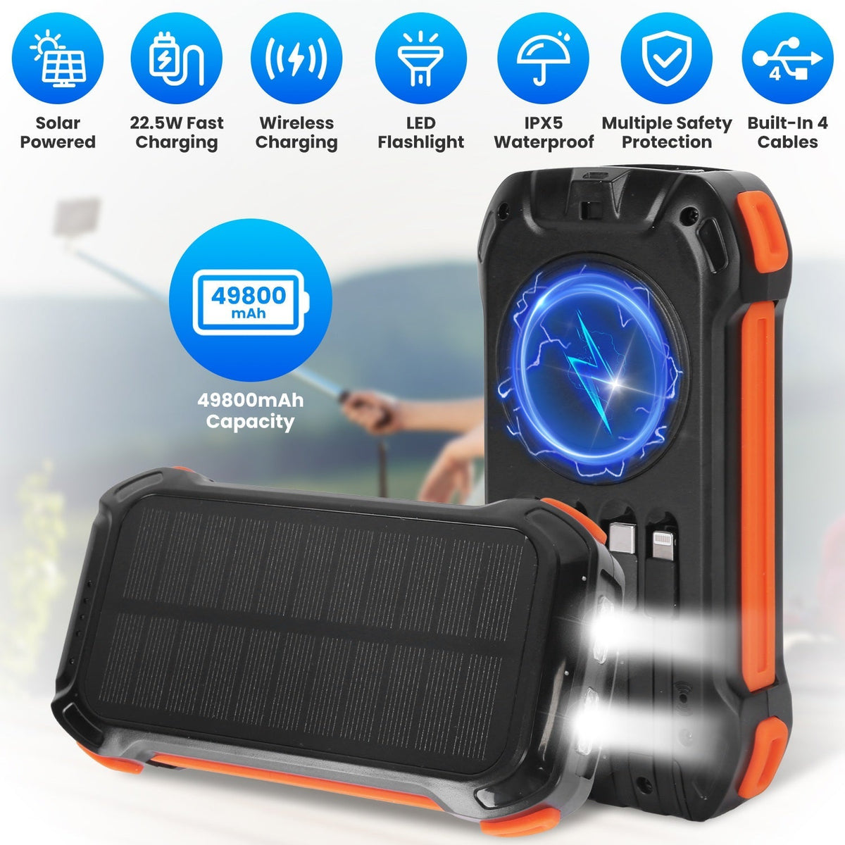49,800mAh Solar Power Bank — 22.5W