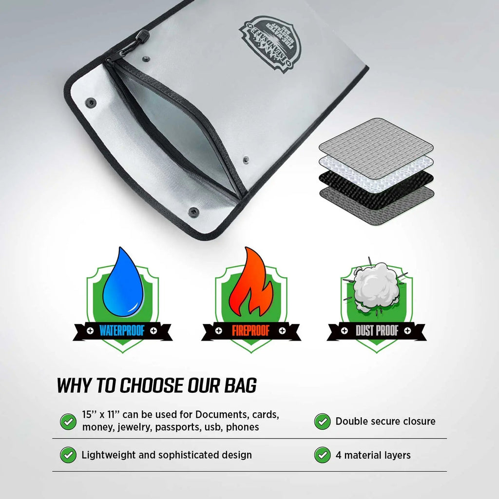 ISLANDSAFE FireVault Large Fireproof Document Bag