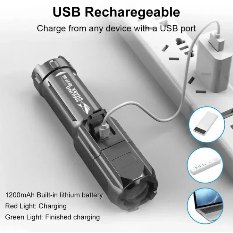 500-Lumen USB Rechargeable Zoom Flashlight