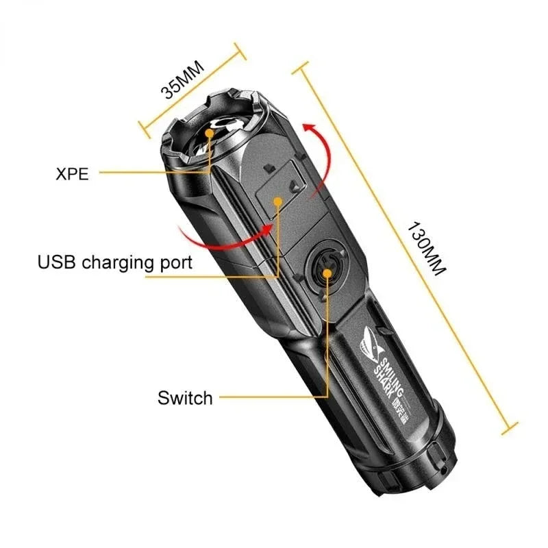 500-Lumen USB Rechargeable Zoom Flashlight