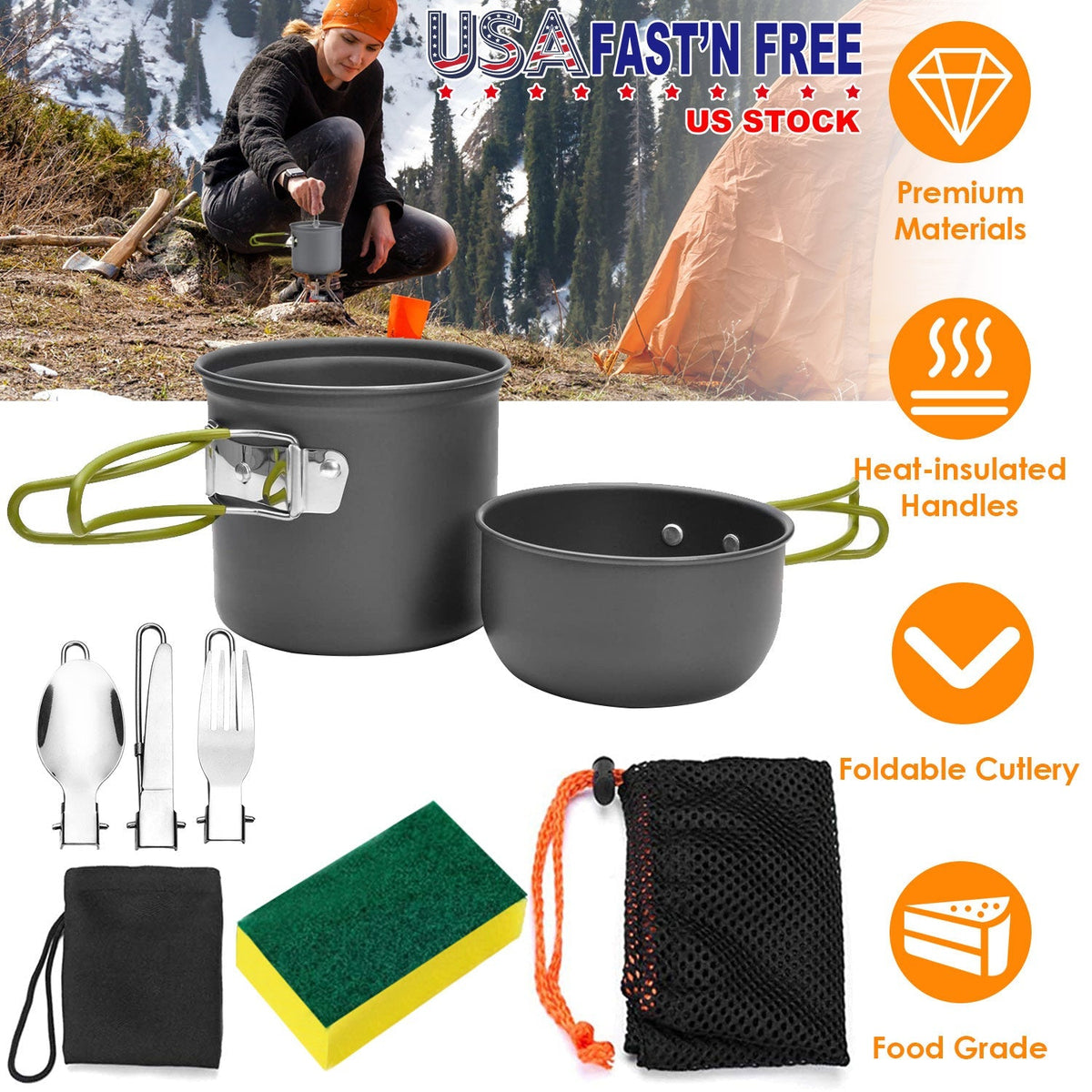 8-Piece Camping Cookware Set