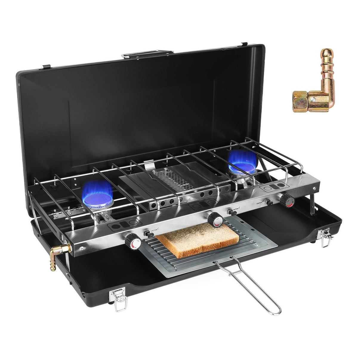 3-Burner Portable Propane Camping Stove — 20,500 BTU