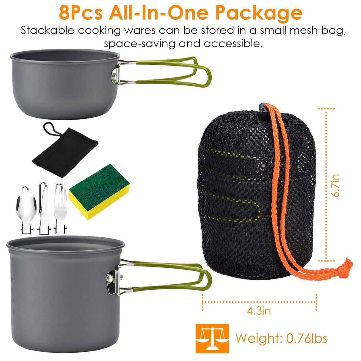 8-Piece Camping Cookware Set
